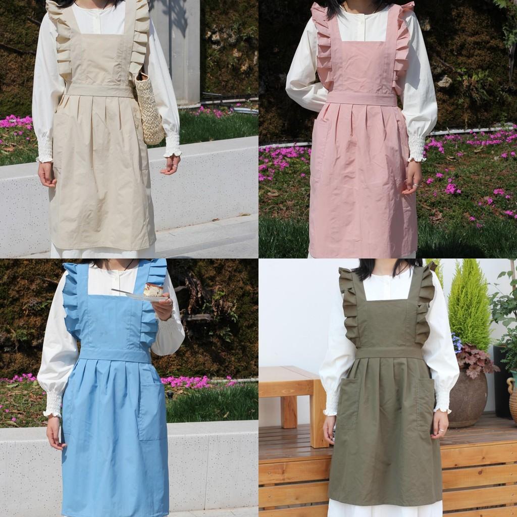 Waterproof Sleeveless Apron For Kitchen And Art With Ruffled Style Crossback