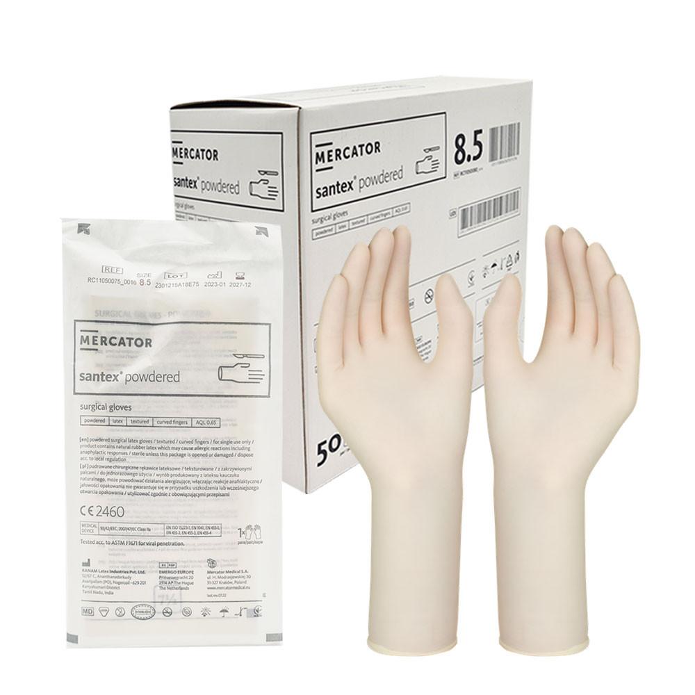 Mercator Santex Powdered Sterile Latex Surgical Gloves 8.5 50 Pairs