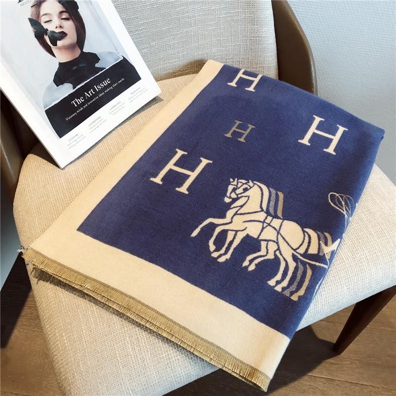 Classic Fashion Letter Thousand Birds Grid Imitation Cashmere Scarf Women's Winter Thickened Double Sided Air Conditioning Shawl Scarf Women's