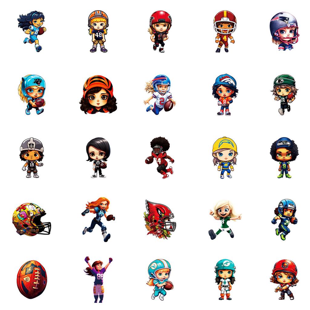 50 New Style Cute Rugby Player Graffiti Stickers Sunny Girl Stickers