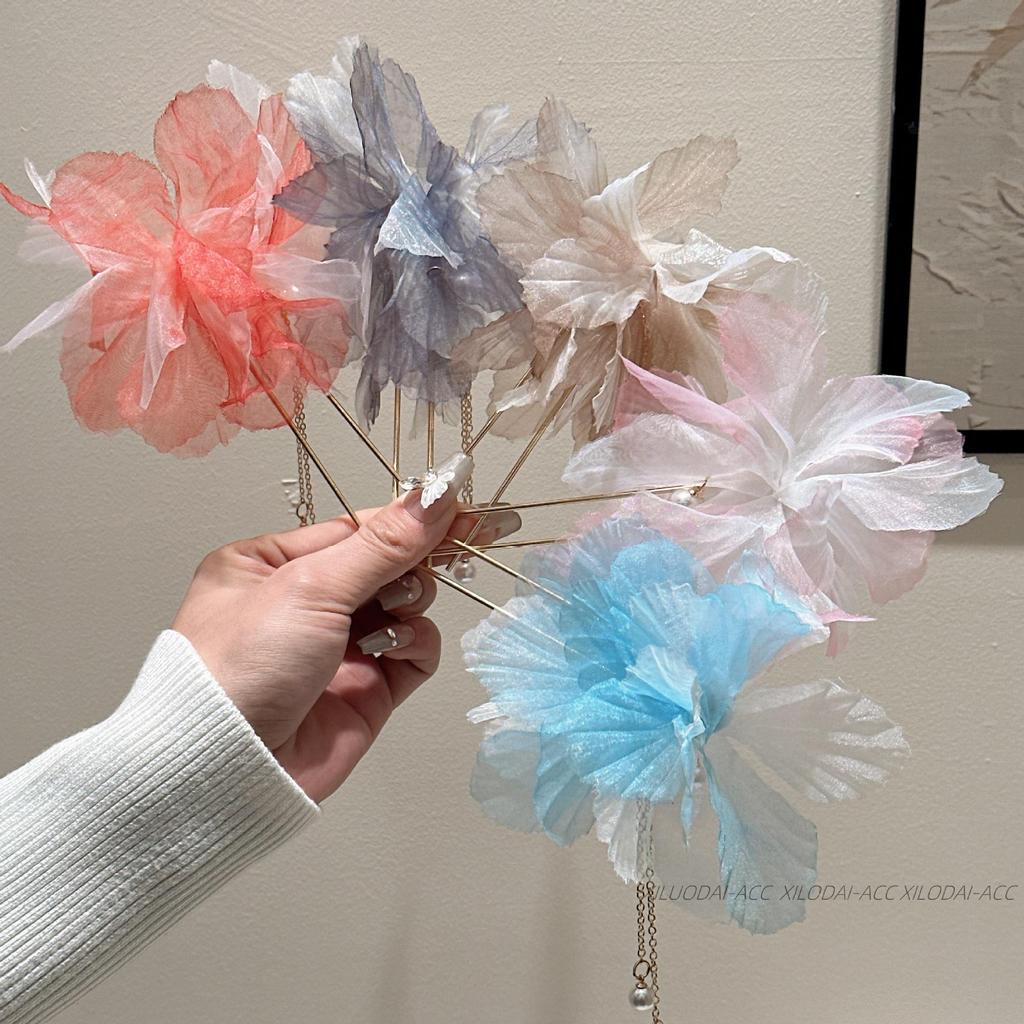 Premium Mesh & Leaf U-Shaped Hairpin: Elegant Ancient & Modern Chinese Style for Women.