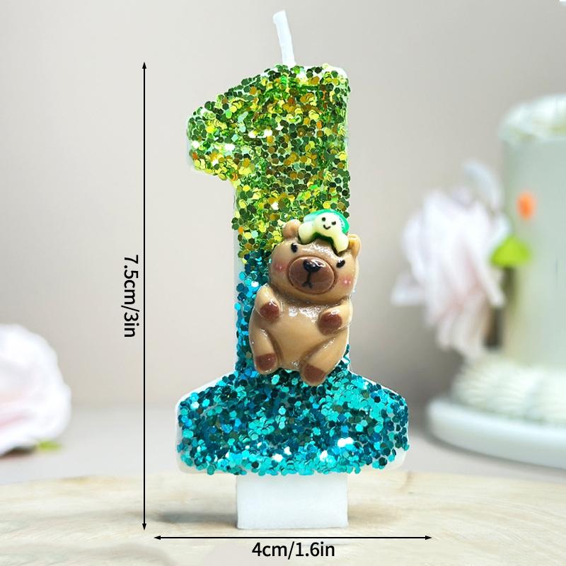 

Kawaii Digital Candle Capybara Candle 0-9 Number Birthday Cake Topper Decoration Kapibala Cake Insert for Birthday Baby Shower