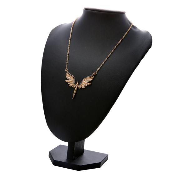 Bling Rhinestone Angel Wings Pendant Women Party Necklace Jewelry Gift