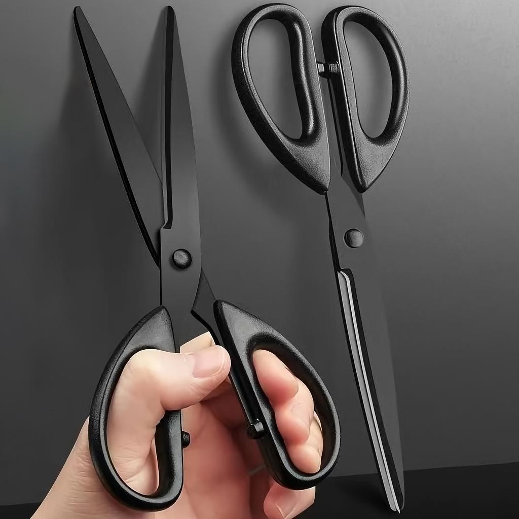 1pc Large Thickened Black Edge Scissors, Blackening Anti-rust Craft, With Non-stick Coating, Widely Suitable For Daily Home, Office, Art Paper Cutting