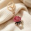 Keychain Pendant Sparkling Rhinestones Inlaid Imitation Pearl Rose Design Key Chain Lightweight Car Bag Decorative Accessory