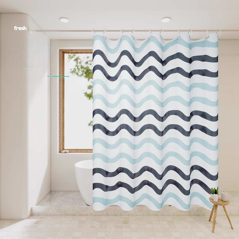 Transparent Waterproof Shower Curtain Bathroom Translucent Partition Curtain Easy Clean Wipe Mildew Proof Curtains with Hooks