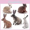 Simulated White Gray Brown Wild Rabbit Model Desktop Ornament For Children