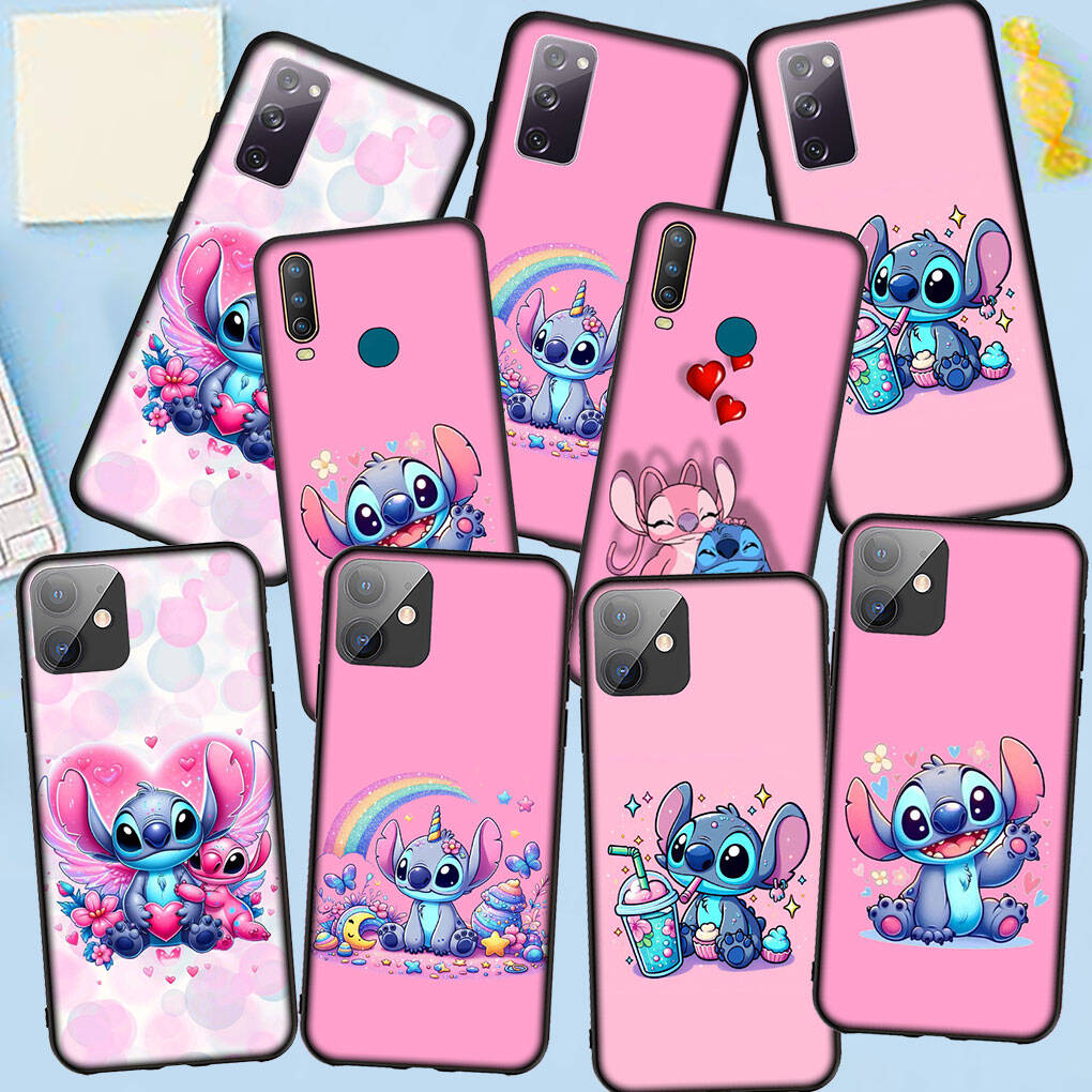 Phone Case for iPhone 17 16 15 Plus X 16E Huawei P30 P20 Lite Redmi Note 14 12 11 13 Pro Max OPPO A60 A80 A40 A18 A38 Blue Lilo Cute Stitch Pink Cover