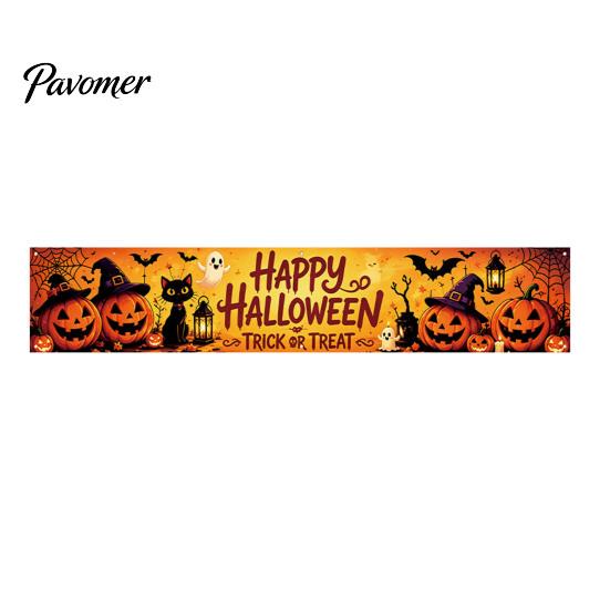 Festival Photo Booth Backdrop Halloween Fence Banner, 118 x 20 Inch Large Yard Sign Banner Flag, Scary Store Window Holiday Displays Party Hanging