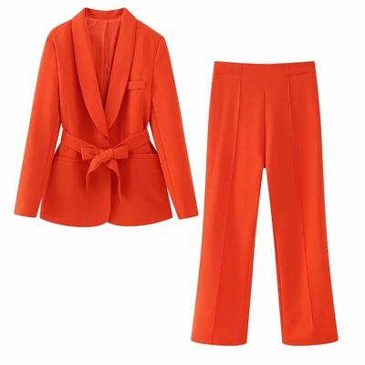 Γυναικεία κοστούμια Office Lady White Blazer Μόδα παντελόνι με μακρυμάνικο V λαιμόκοψη blazer με φαρδύ πόδι