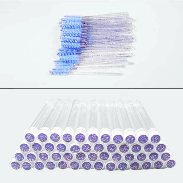 Reusable 50sets Eyelash Mascara Wands With Tube Lash Spoolie Brush In Container Disposable Eyebrow Applicator Case Wholesale