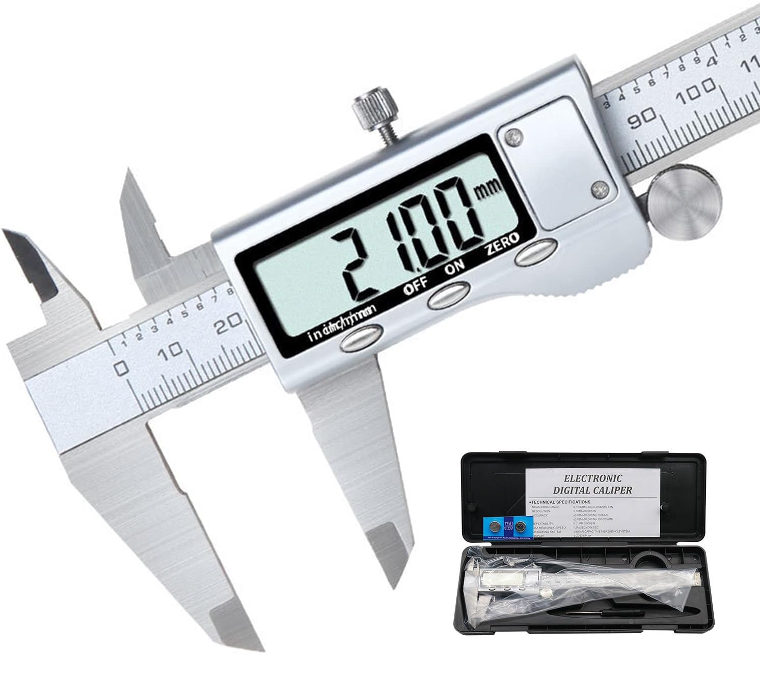 

150mm Digital Made of 4CR13 Stainless Full Professional Digital for Measures and and Industrial LCD Zero Battery Large Screen with Large Character