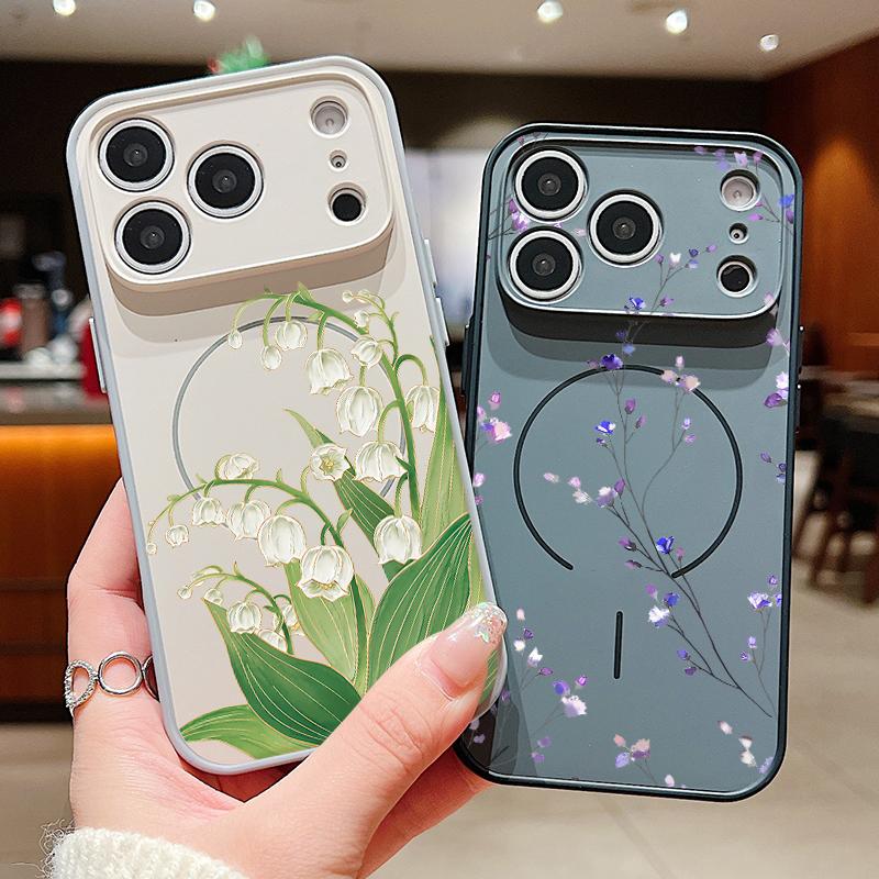 Kolorowy Wzor Kwiatów Etui Na iPhone 17 Pro Max Magnetyczne Do Magsafe Hybrydowe Cienkie Matowe Pokrowiec Na iPhone 16 15 14 13 Pro Max
