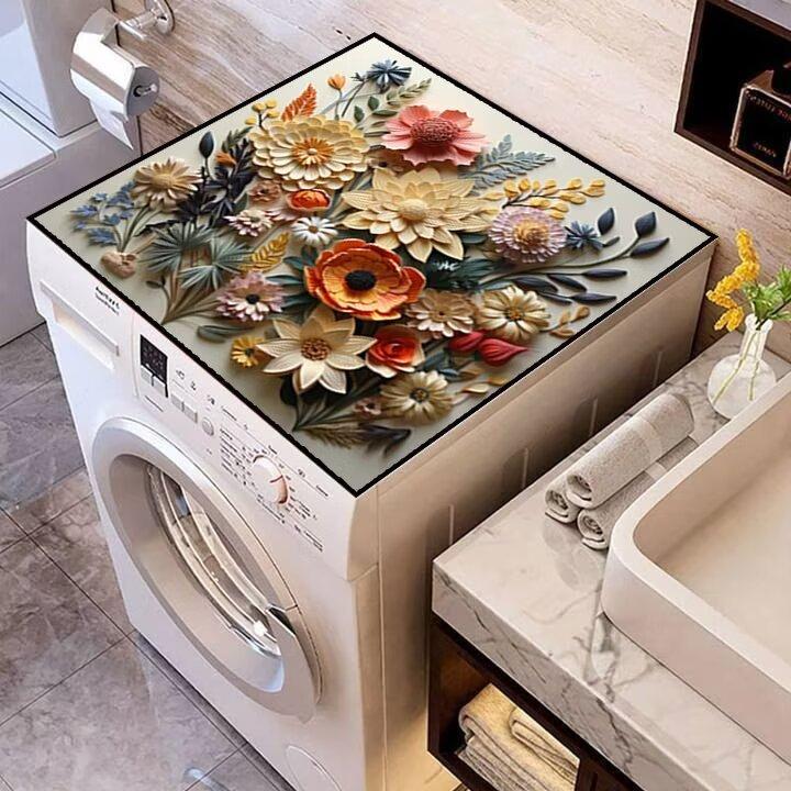 Prachotěsná 3D květinová křemelinová rohožka Vodotěsná a absorpční Protiskluzová podložka pro pračku nebo noční stolek
