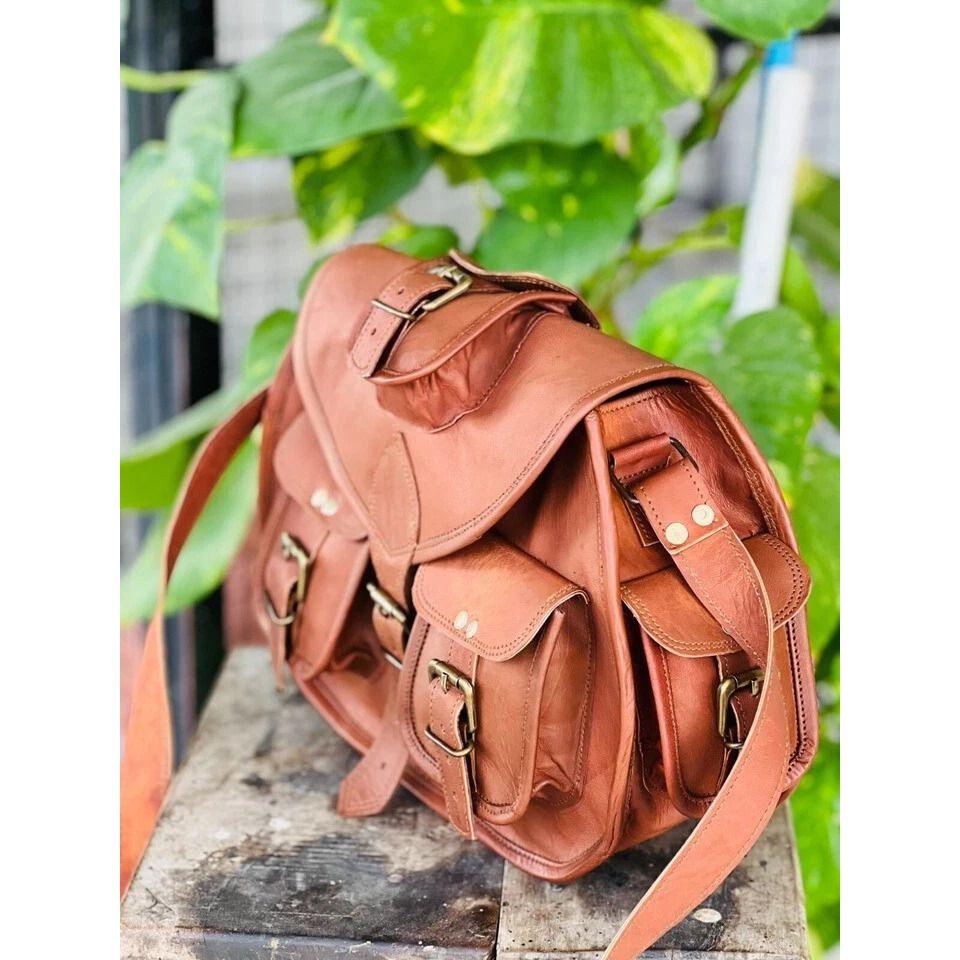 Leather Messenger Bag Goat Satchel Brown Shoulder Real Women's New Genuine