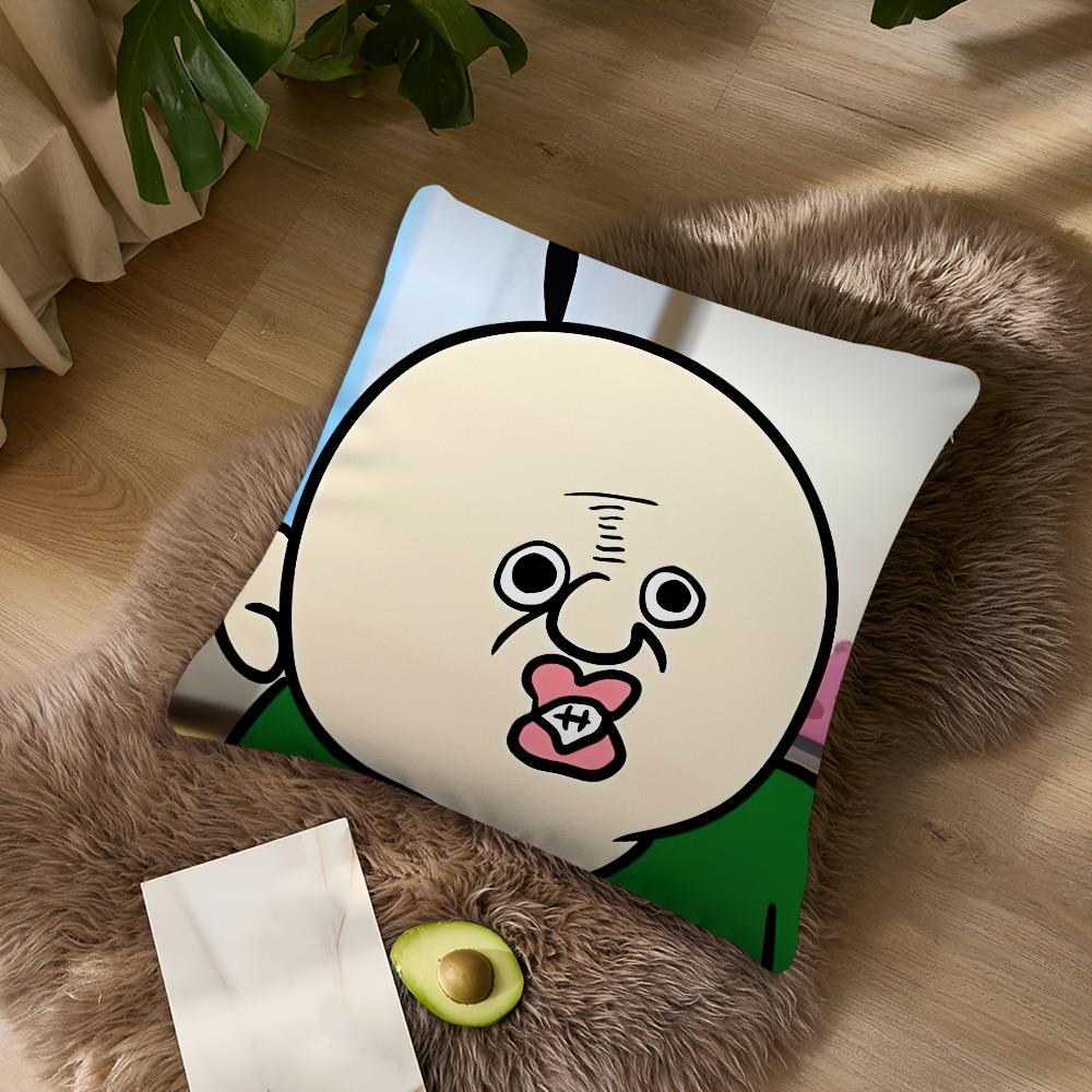 Funny Bbangbbangs Cartoon cushion cover Living Room Accent Couch Back Support Square Lounge Restful Nap Companion Pillow Case