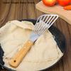 Stainless Steel Slotted Turner Fish Frying Shovel High-temperature Frying Shovel With Wooden Handle Fan-shaped Shovel Household