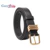 Women Leather Belt with Gold Buckle Ladies Faux Leather Belt for Jeans Pants