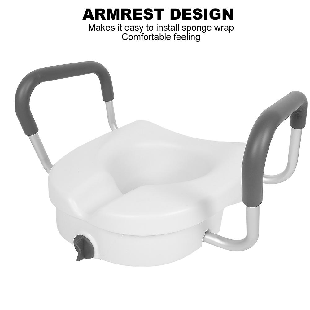 Elevated Raised Toilet Seat Adjustable Bathroom Pads Rise Height Seats with Safety Frame