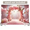 2D Dreamy Pink Curtain Backdrop with Sparkles and Balloons for Gender Reveals, Bridal Events and TV Shoots