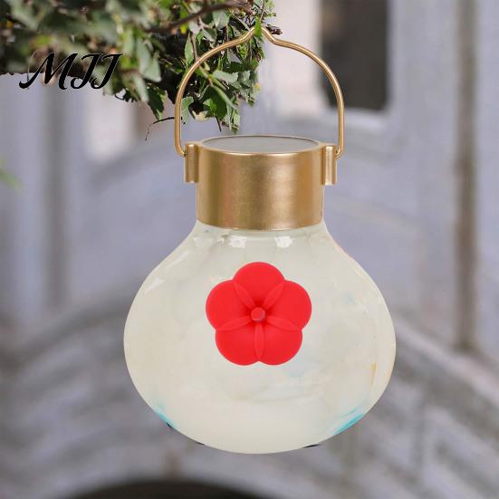 Elastic Hummingbird Feeder Nozzle 4PCS Replacement Parts, Simulated Red Flowers Shape, Universal Bright Attractor Fit Silicone Waterproof Bird