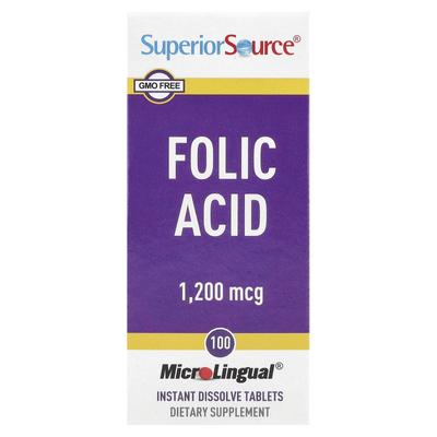 Superior Source, Folic Acid, 1,200 Mcg, 100 Instant-Dissolving MicroLingual Tablets