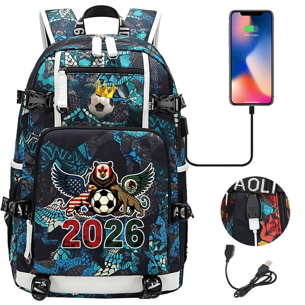 2026 Sports Soccer USB Large Capacity Backpack for Middle High School Students Travel Unisex