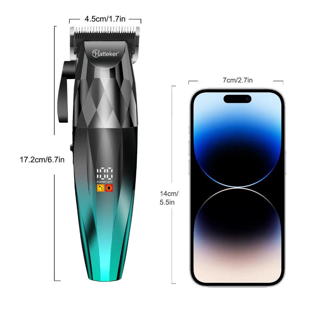 Hatteker Professional Hair Clipper with LED Display Multiple Guide Combs USB Charging for Men's Grooming HT-6146