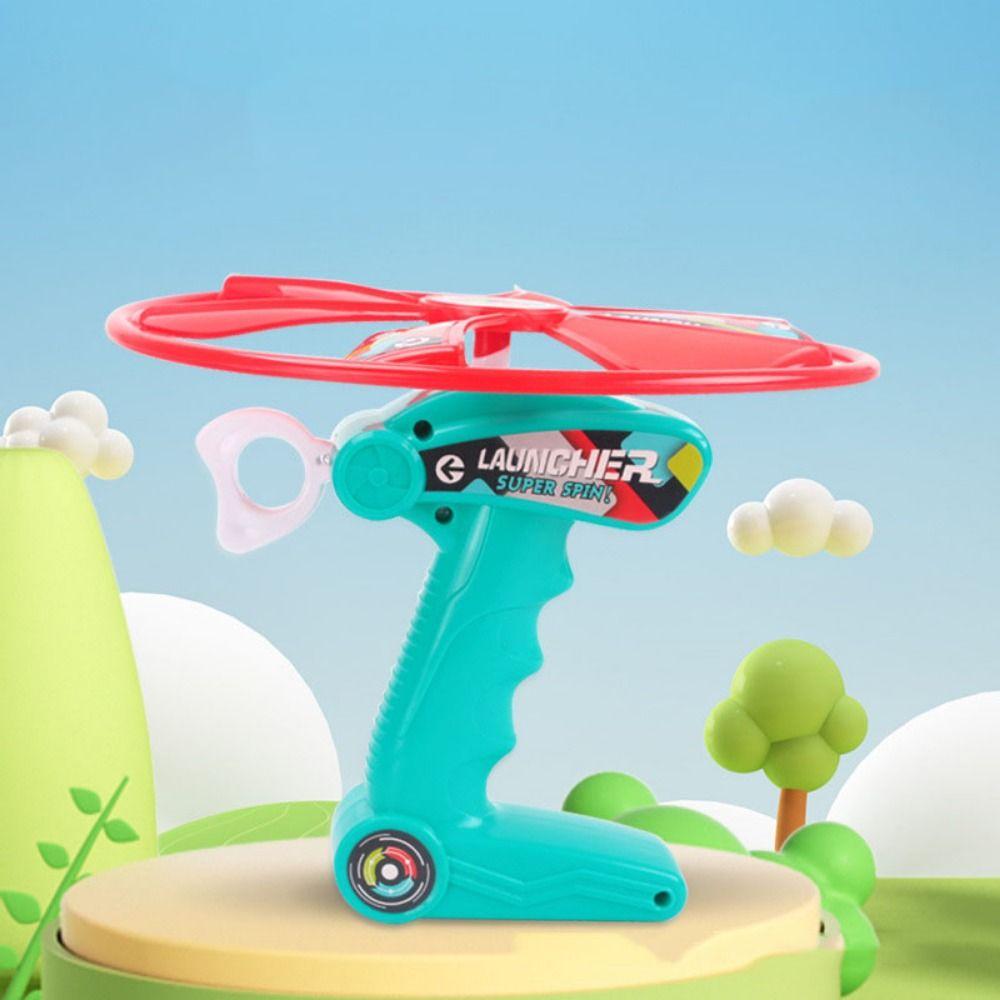 Atmosphere Prop Ripcord Sky Spin Toys Launcher Spinner Dragonfly Toy Pull Flying Ripcord  Outdoor