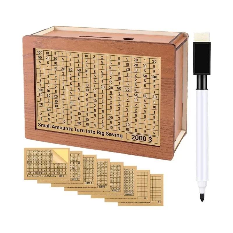 Money Bank with Counter for DIY Target Saving Money Box Wooden Cash Saving Box for Adults Wooden Money Saving Box
