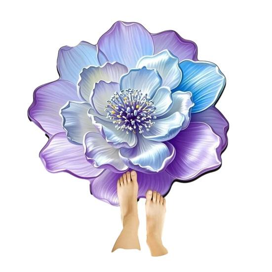3D Flower Floor Realistic Floral Flower Shape Area Rug Bathroom Rug Decorative Mat Non-Slip
