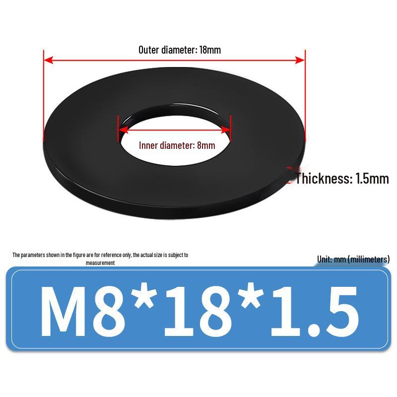 8.8 Grade Black Hardened High-Strength Oversized Flat Metal Spacer Washer (M2-M8)
