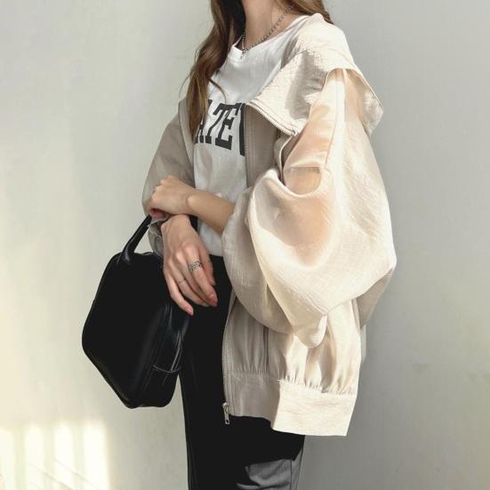 Leichte Sonnenjacke für Damen mit durchgehendem Reißverschluss, Sonnenschutz-Shirts mit langen Ärmeln, Trainings-Hoodie-Jacken mit Taschen