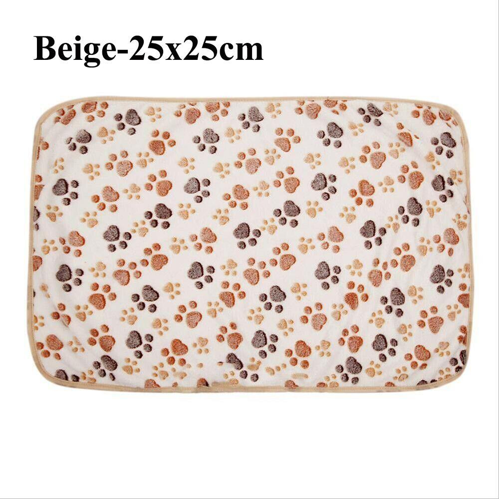 

Soft Puppy Dog Paw Pattern Cat Pet Blanket Mat Kennel Dog Cushion Mat beige-25x25cm