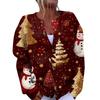 Women's Fashion Christmas Printed Long Sleeve Knitted Cardigan Button Down Jacket