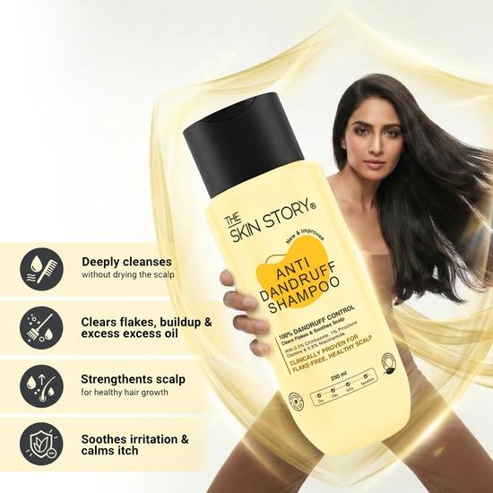 The Skin Story Anti-Dandruff Shampoo with Saniscalp & Argan Oil | 3-in-1 Cleansing, Dandruff Control & Moisturizing | Shampoo for Women & Men (250 ML)