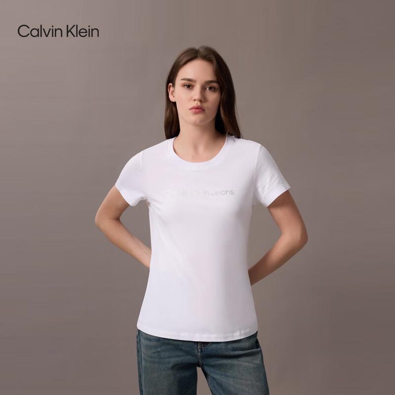 

Calvin Klein Джинсы 2025 Лето Женская CK Вязаная Футболка с Коротким Рукавом XS