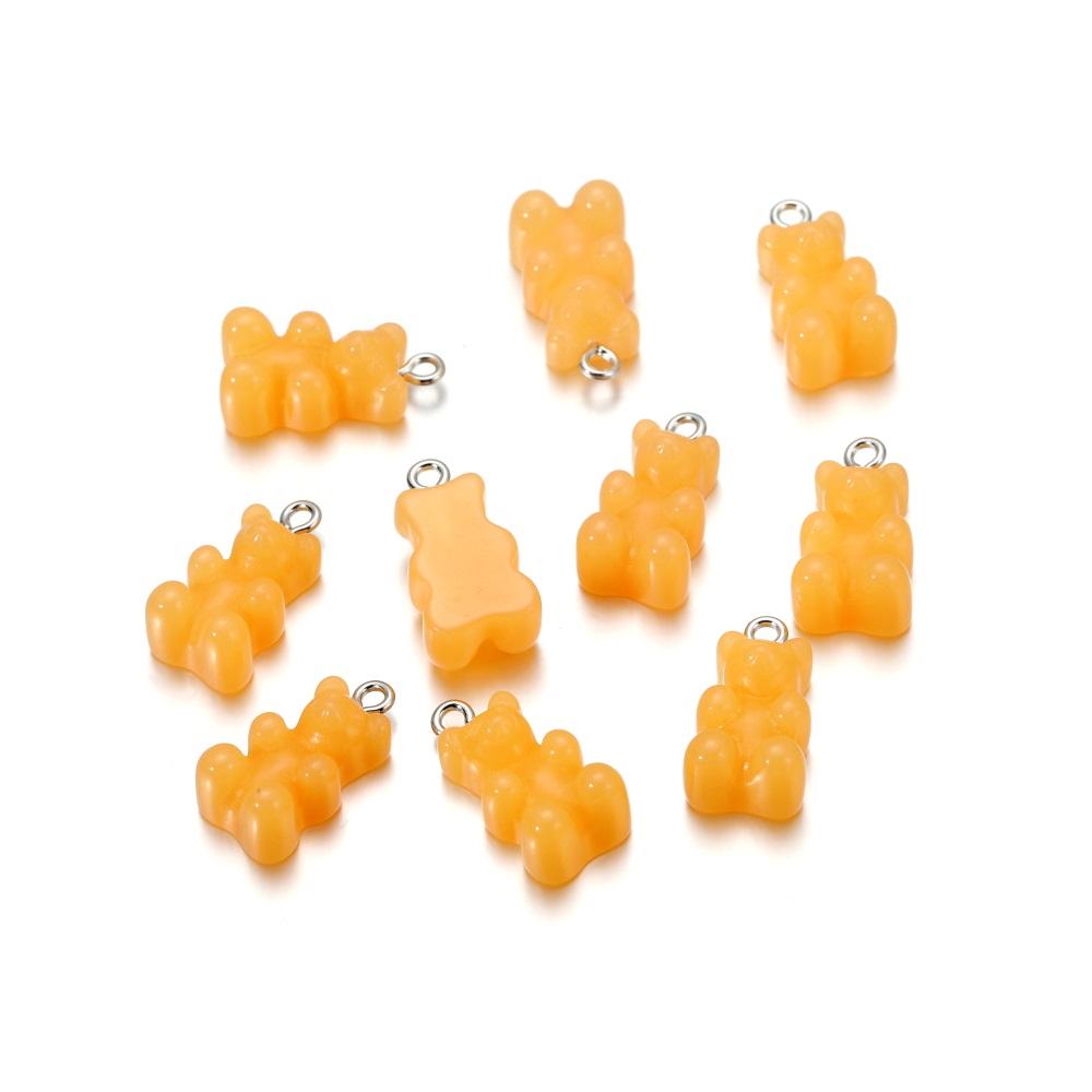 10pcs/lot Candy Color Resin Mini Bear Charms For Cute Earrings Pendants Necklaces Bracelets DIY Jewelry Making Accessories