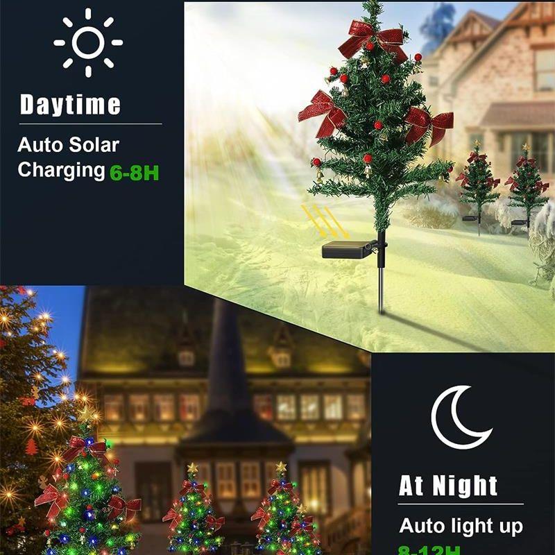 Non-Toxic Chriatmas Tree Solar Colour Light Festival Holidays Atmosphere Inserted Solar Lamp Outdoor Lawn Courtyard Led Decoration Lights