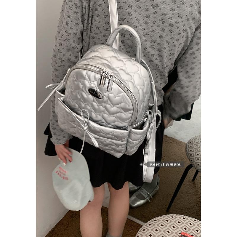 Korean Version of Casual Embroidery Thread Backpack Women's 2025 New Solid Color Fashion Handbag Casual Backpack One Piece Hair