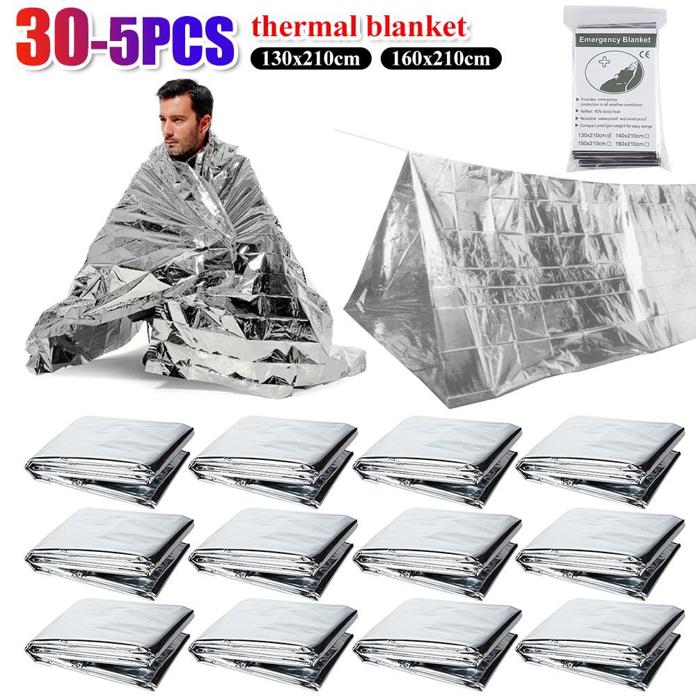 5-30PCS Emergency Blanket Outdoor Survive First Aid Rescue Kit Windproof Waterproof Foil Thermal Blanket for Camping