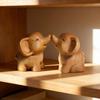 Mini Elephant Figurine Cute Wooden Miniature Animal Sculpture Small Collectible Wildlife Statue for Living Room Office Shelf Decor