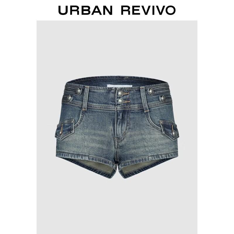 UR2026 Women s Washed Multi-Button Denim Shorts 28