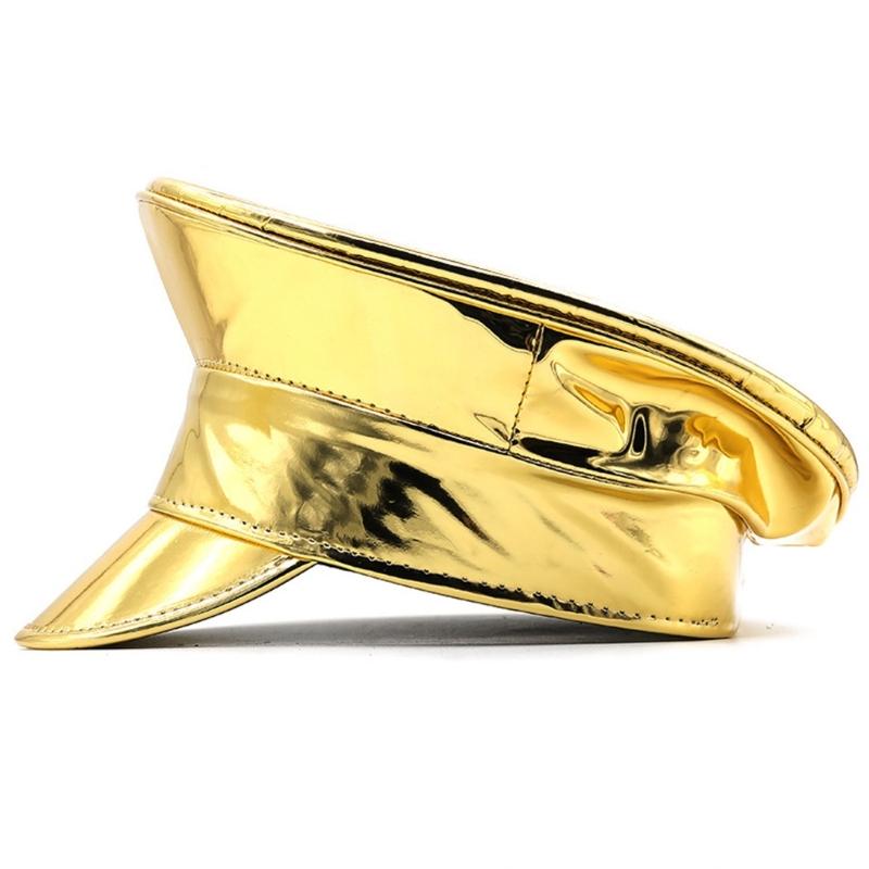 Shimmering Marine Hat Adult PU Leather Flat Top Caps for Bachelorette Party