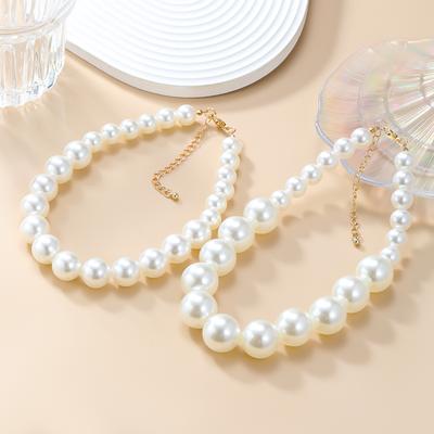 Summer New Exaggerated European and American Neckwear Imitation Pearl Necklace Two-piece Set Fashionable and Elegant Banquet Accessories Necklace