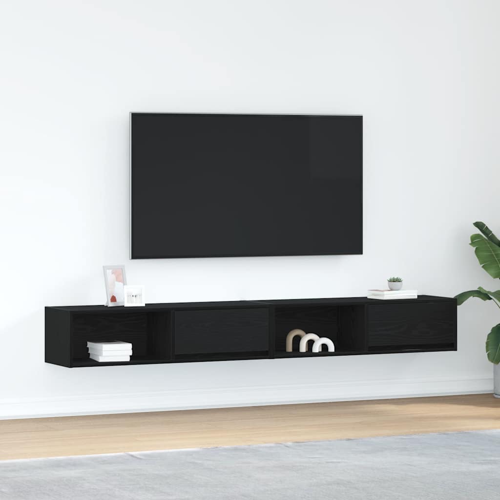 TV Cabinets 2 pcs Black Oak Effect 100 x 31 x 25.5 cm