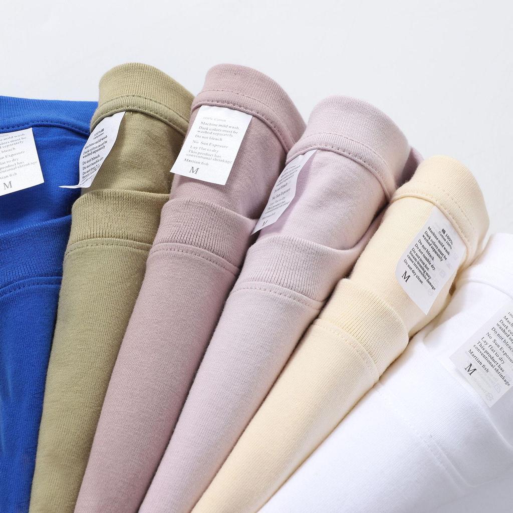 260g Heavy Combed Cotton Drop Shoulder Short-Sleeve T-Shirt for Men & Women - Summer Loose Fit Solid Color