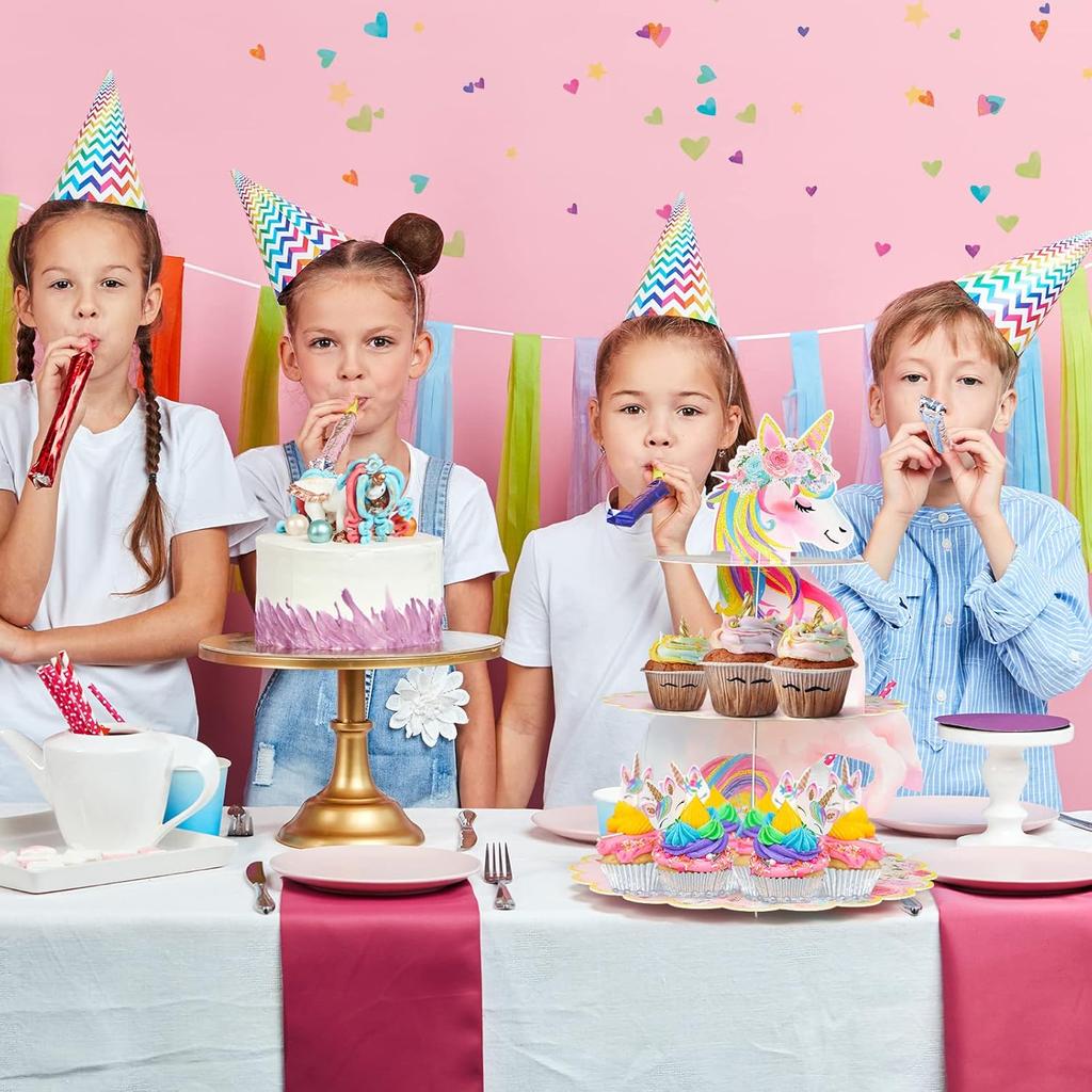 3 Tier Unicorn Cupcake Stand Party Decorations Rainbow Unicorn Birthday Cupcake Holder Dessert Tower for Kids Party Baby Shower Wedding Family, Cute