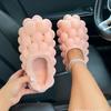 fashion New 2024 Women Waterproof Cotton Slippers Cute Litchi Bubbles Winter Warm Shoes Soft EVA Anti-slip Couples Home Street Slides