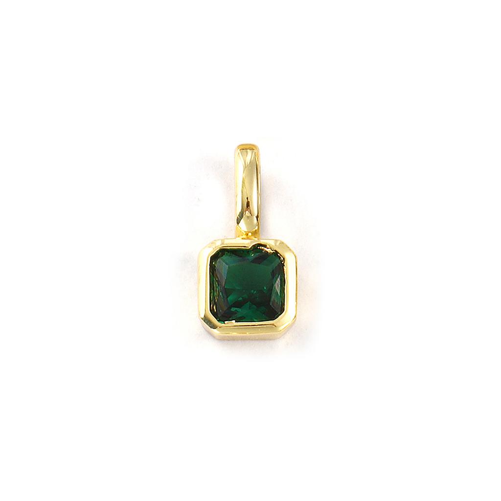 1 Piece Brass & Cubic Zirconia Birthstone Charms 18K Gold Plated Square Pendants For DIY Necklace Jewelry Making 15.5mm x 7.5mm